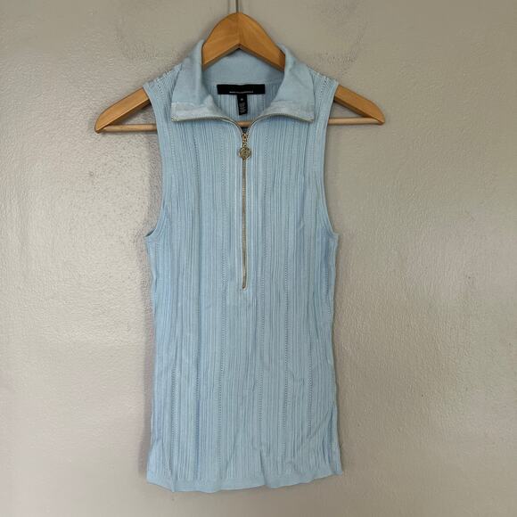 WHITE HOUSE BLACK MARKET Women's Size M Rib Sweater Halter Tank Top Blue WHBM - Picture 2 of 10